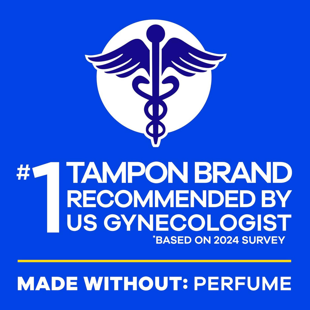 Tampon icon with no perfume claim and recommended by gynecologist mark