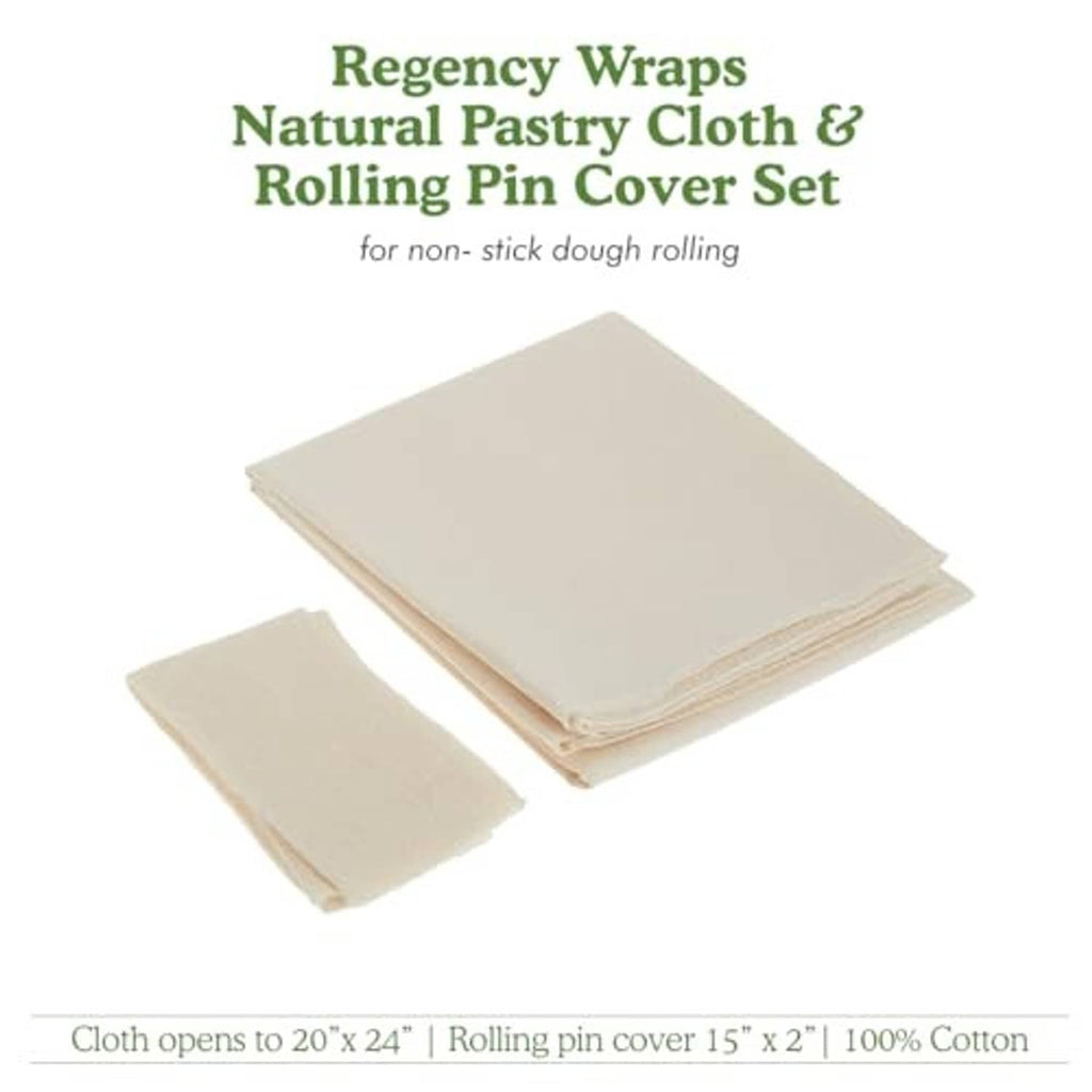 Natural pastry cloth and rolling pin cover set, beige folded cloth pieces