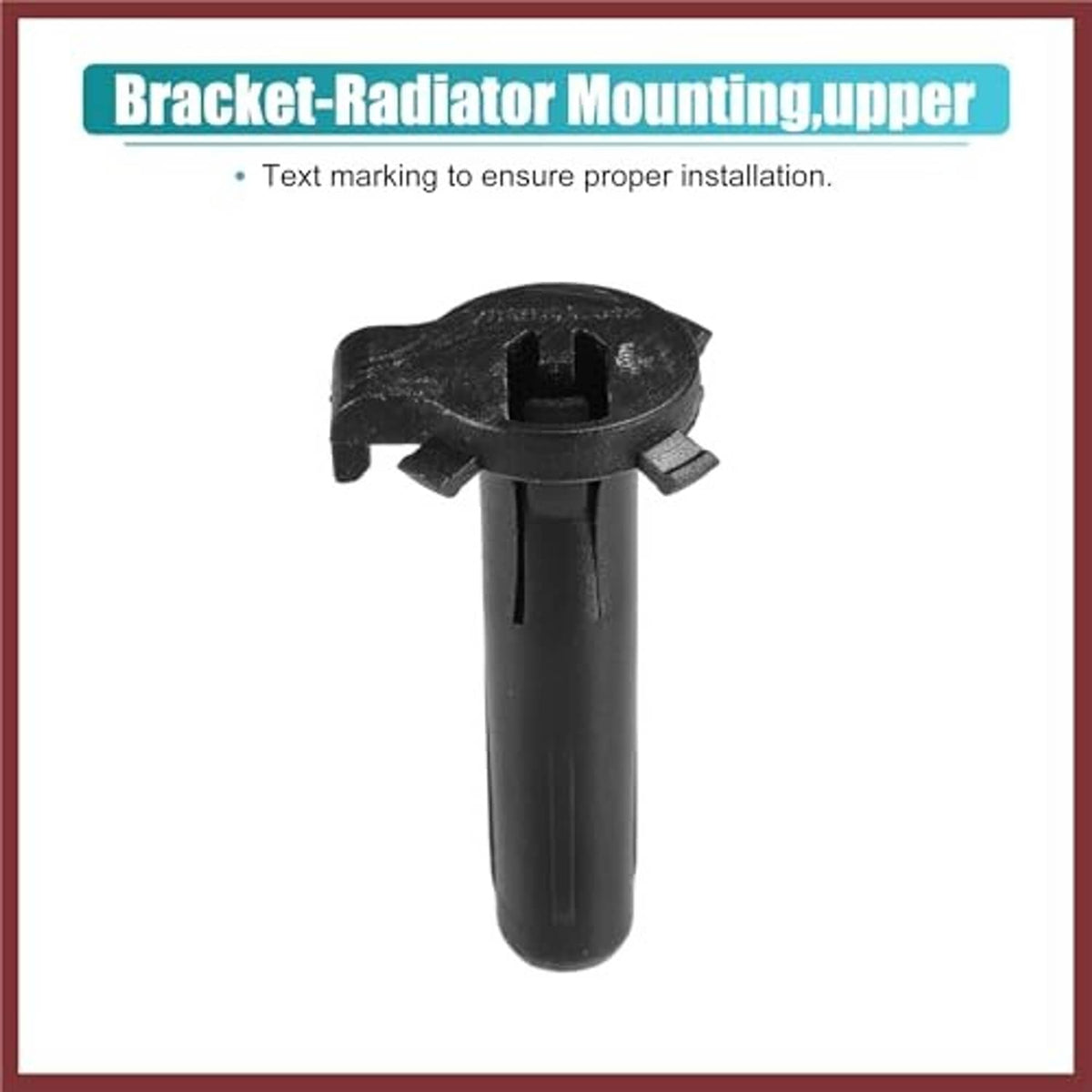 Black radiator mounting rubber bracket with stud-like top clips and cylindrical stem