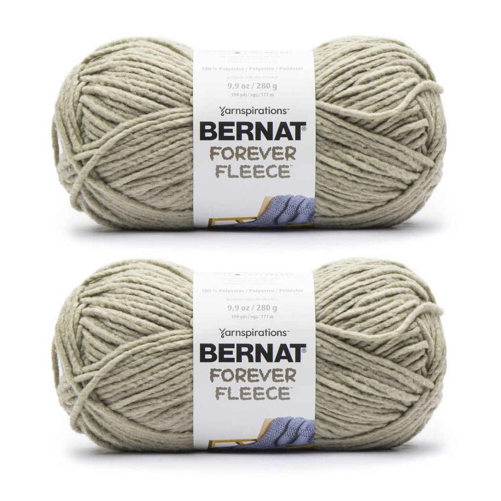 Bernat Forever Fleece yarn skeins, two-pack, light gray sage with brand label