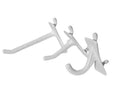 White J-hooks with curved prongs, snap-on pegboard hooks set