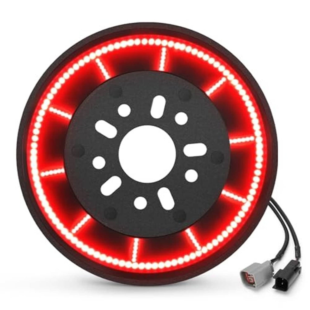 Round black spare tire LED brake light with red illuminated ring and wiring