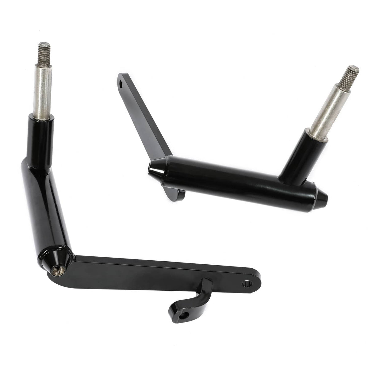 Black A-arm lift component with two mounting ends and silver threaded studs