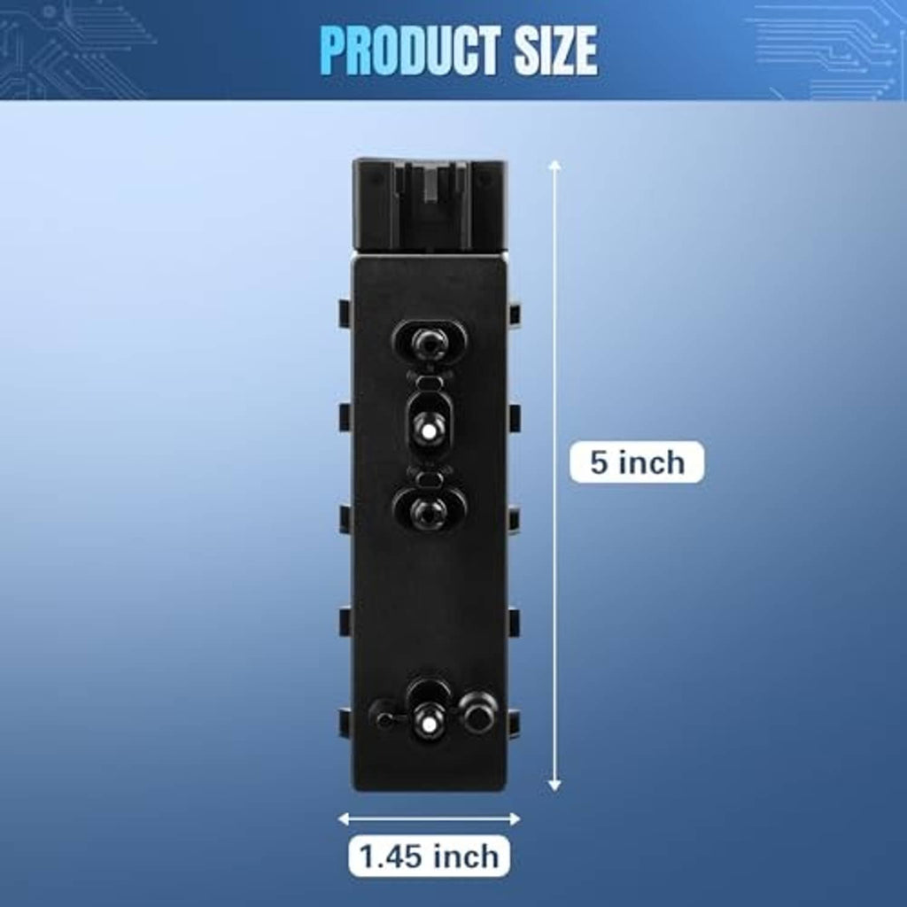 Black power seat switch with height and width size labels