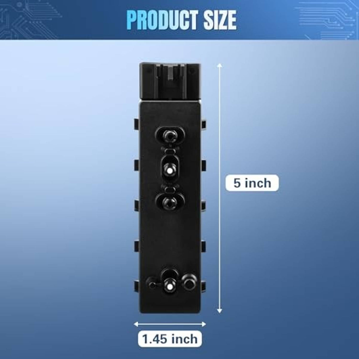 Black power seat switch with height and width size labels