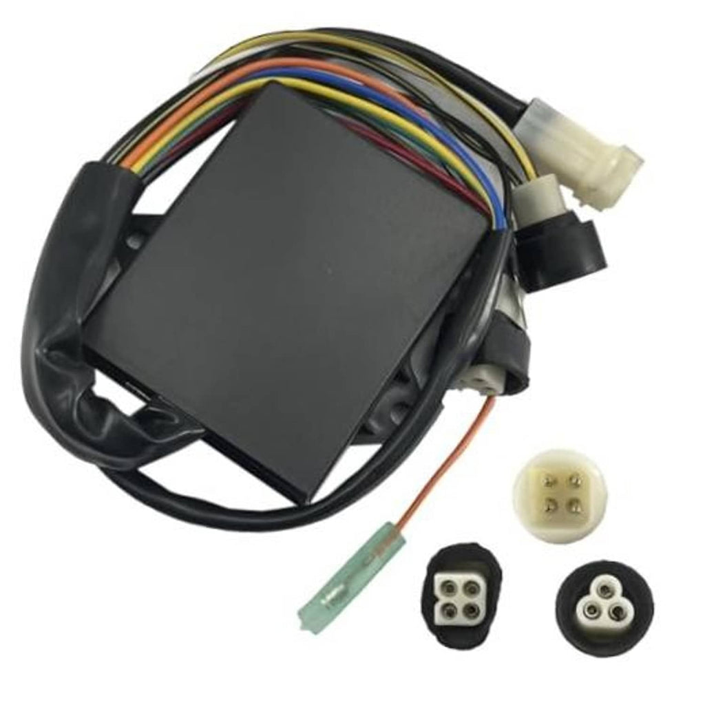 Black CDI ignitor control module with multi-color wiring harness and connectors