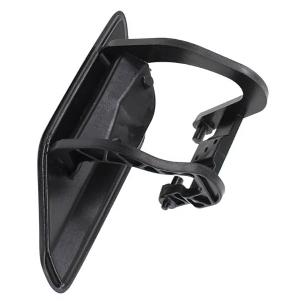 Black headlight washer nozzle cap with rear mounting bracket and clip hardware