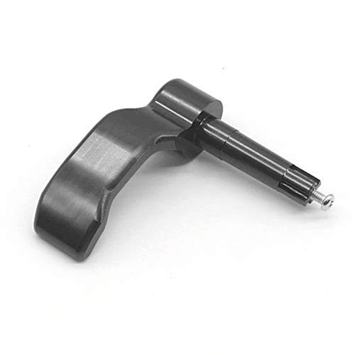 Black thumb throttle control lever with brushed metal housing