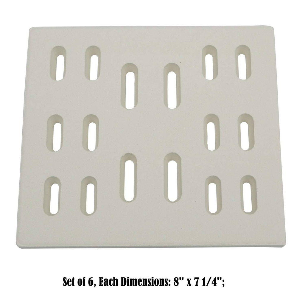 Ceramic radiant burner cover plate, rectangular with multiple vent slots and holes