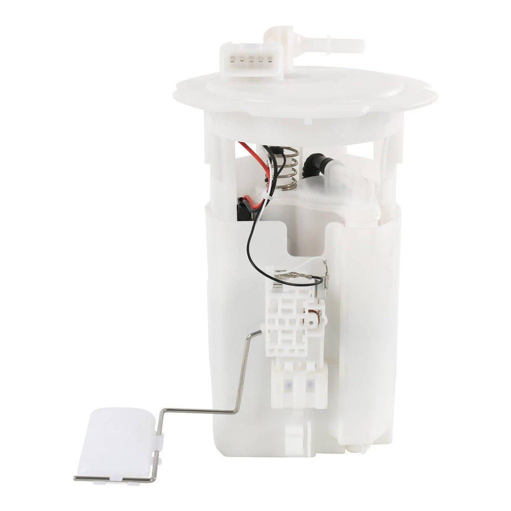 White electric fuel pump module with metal pickup arm and wiring harness