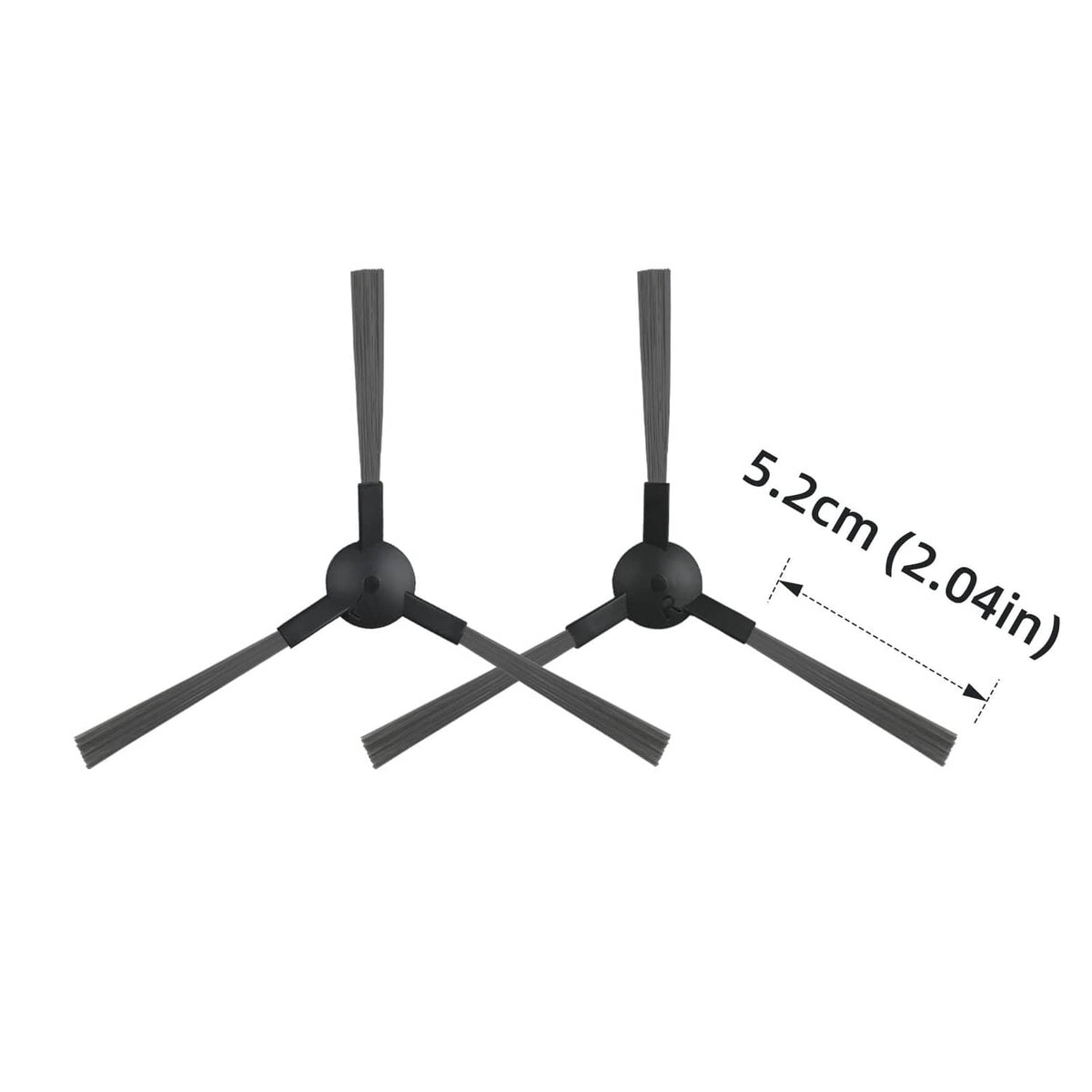 Robot vacuum side brush with 3 arms, black ABS hub; 5.2 cm