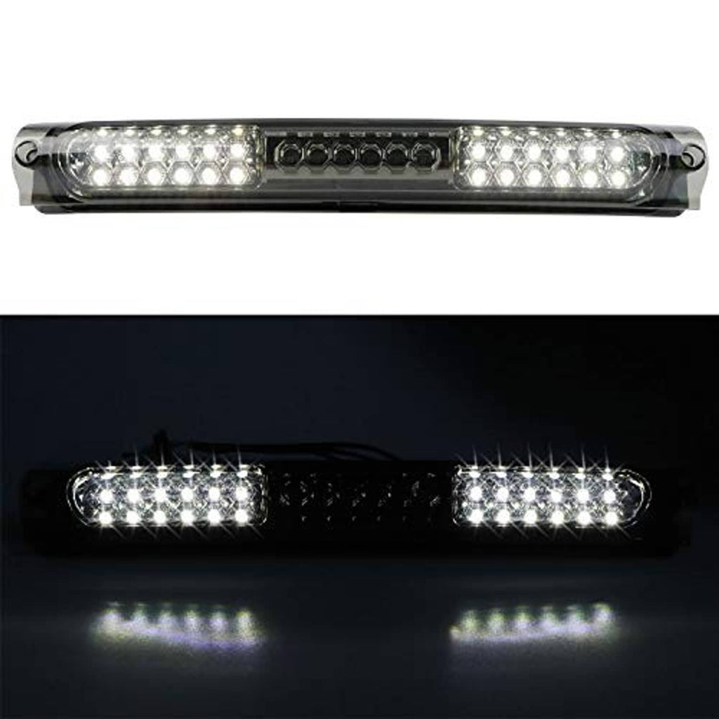 LED light bar with chrome housing and smoke lens; white LED grid and center panel