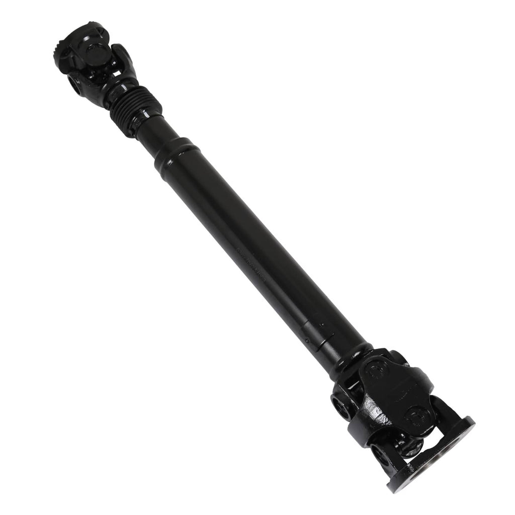 Black front driveshaft angled view showing joint housing and tube