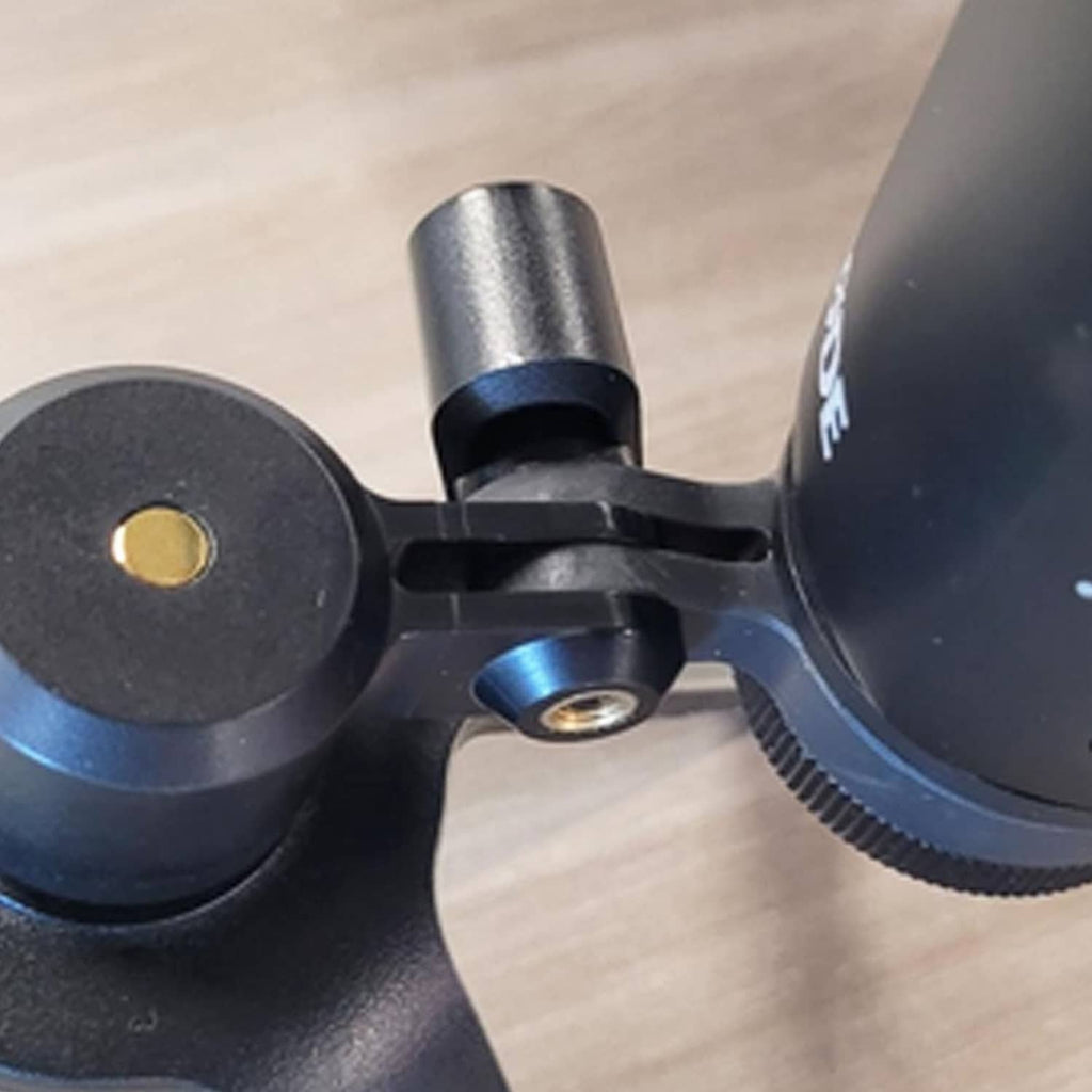 Black microphone mount adapter with central screw and ring for securing on arm