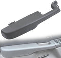 Gray left front door armrest handle, molded plastic cover with mounting clips