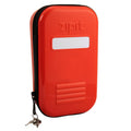 Red ZIPIT lockable tin pencil case with white label slot and key ring