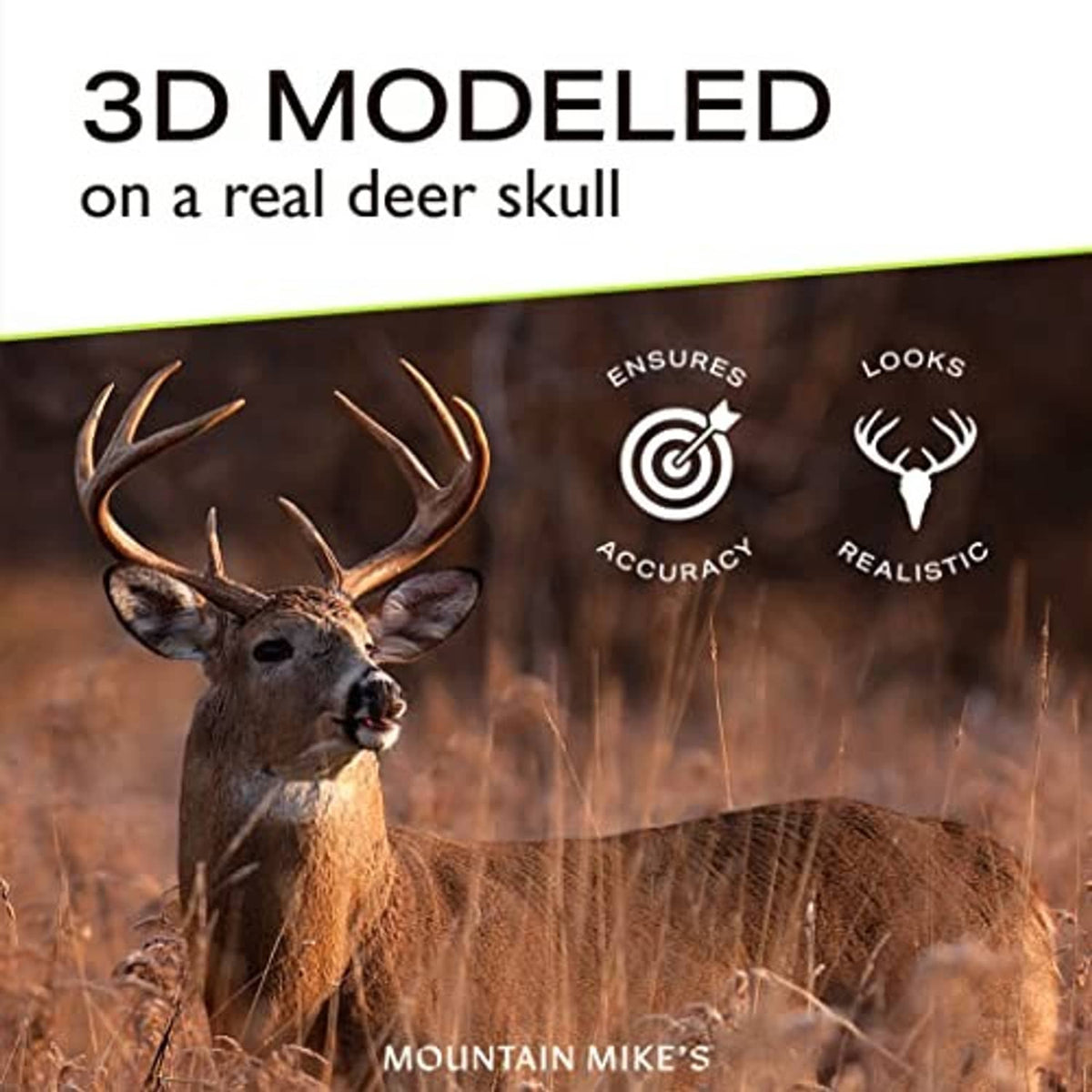 Realistic deer skull mount topper with star pattern and antlers, red and blue