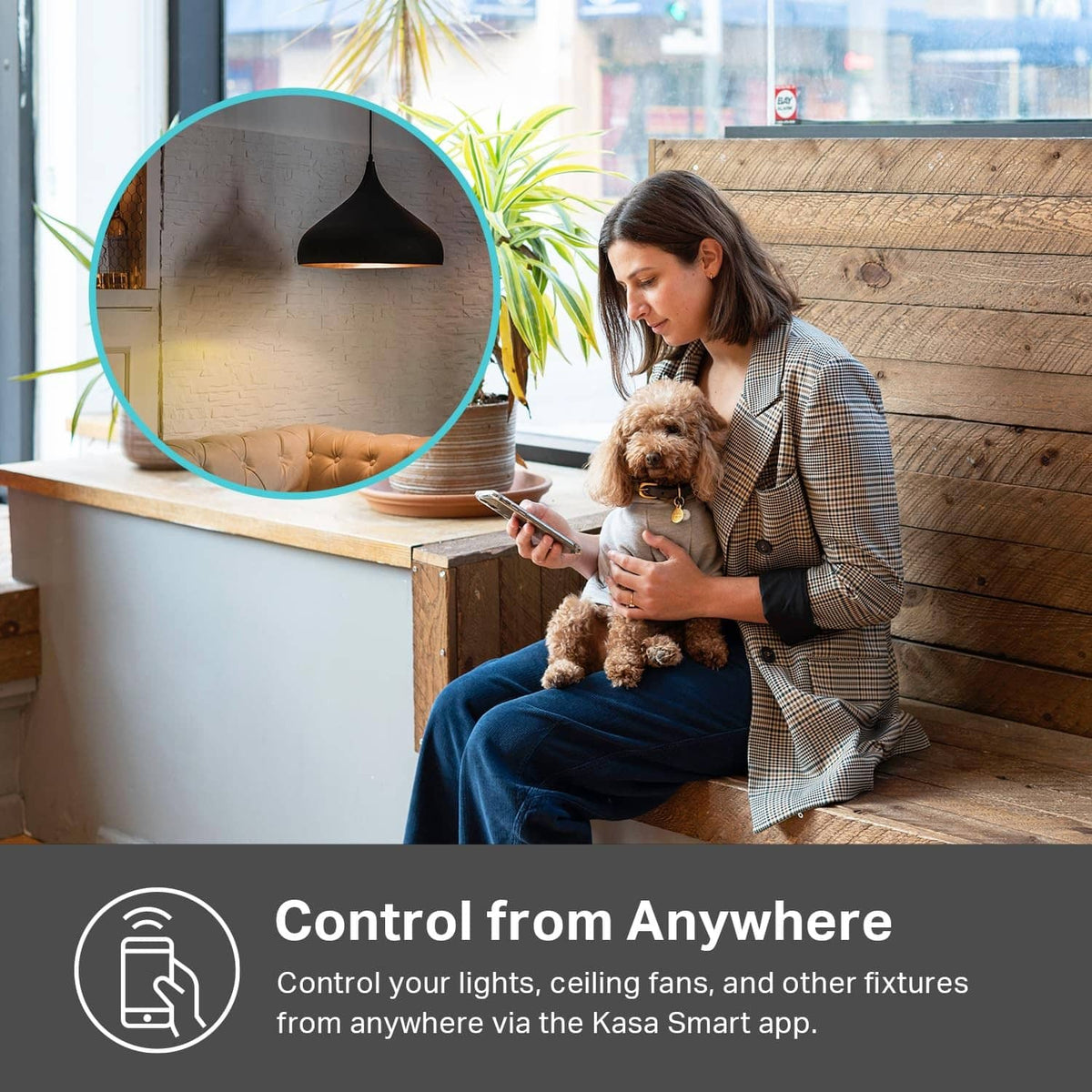 Smart light switch control from anywhere via smartphone, Matter app feature shown