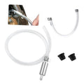 Brake bleeder hose kit with clear tubing, aluminum check valve, and rubber caps
