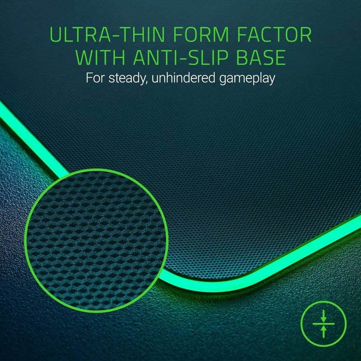Ultra-thin gaming mouse pad with anti-slip base and RGB edge trim, textured surface