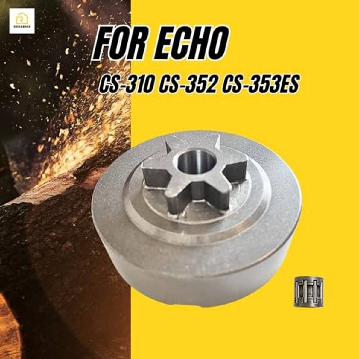 Clutch drum sprocket with 6-tooth star hub and separate needle roller bearing