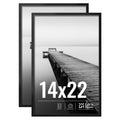 Black 14x22 picture frame set, two-pack with clear front and sturdy border