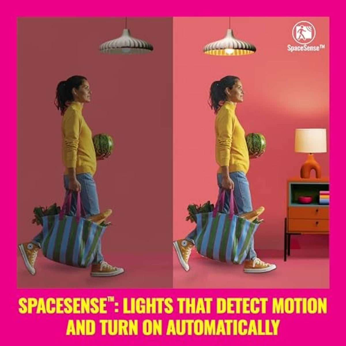 Smart LED bulbs with SpaceSense motion-detection lighting graphic