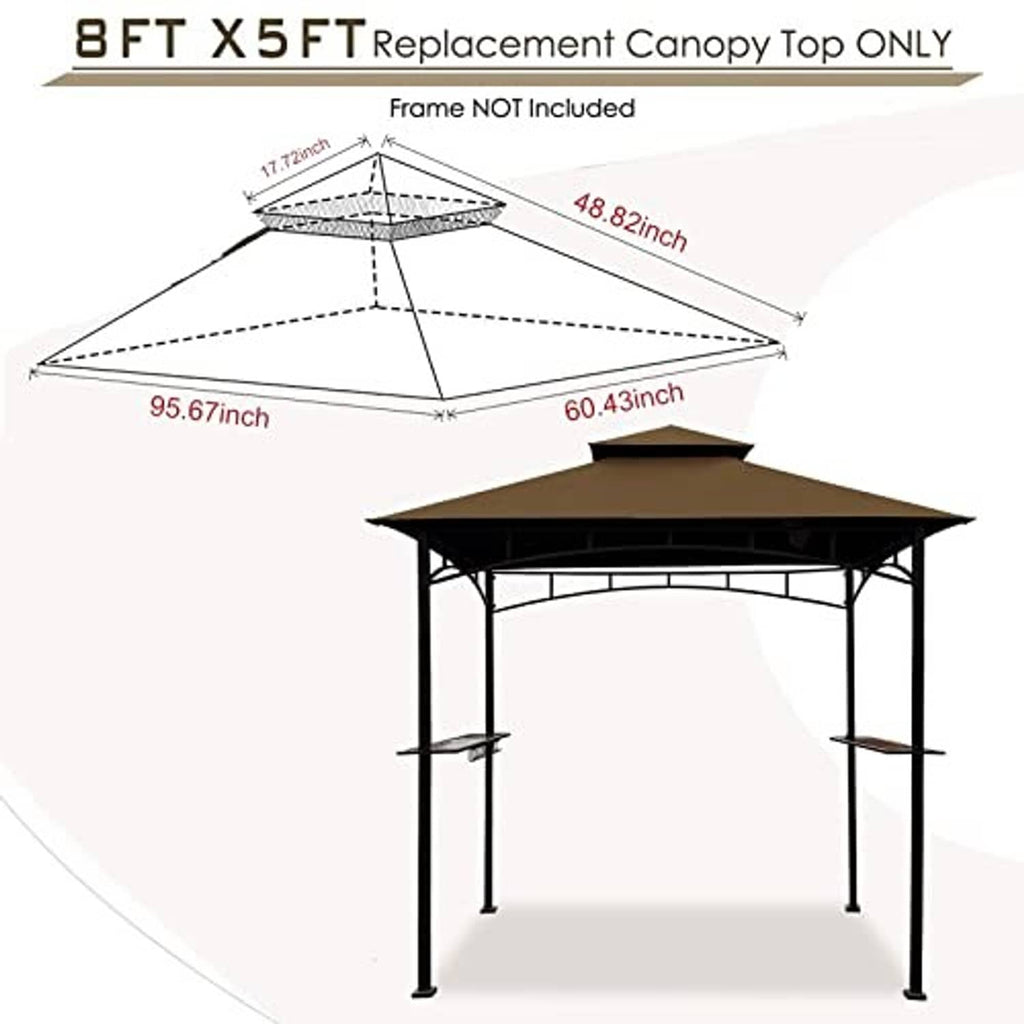 Brown replacement canopy top only, 8 ft x 5 ft, no frame included