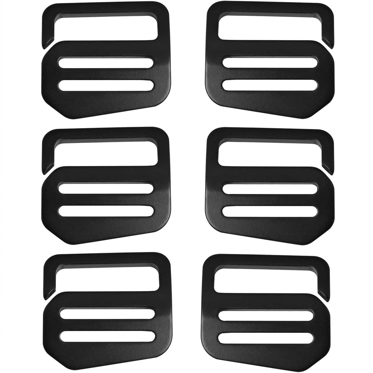 Set of 6 black wave button buckles with rectangular cutouts