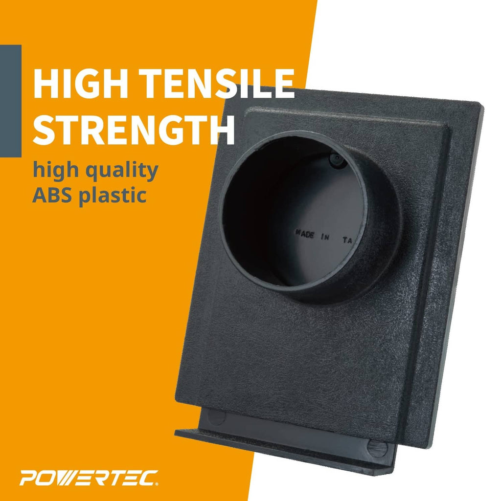 Powertec 2-1/2 inch blast gate with circular opening, dark ABS plastic