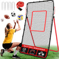 Volleyball rebounder training net with black mesh and red target rectangle, heavy base