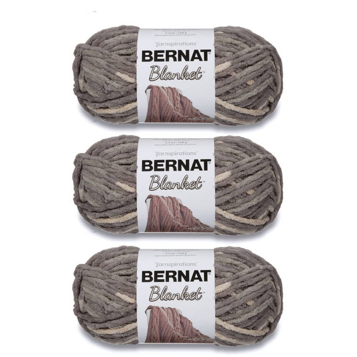 3 pack super bulky chenille yarn skeins in medium gray