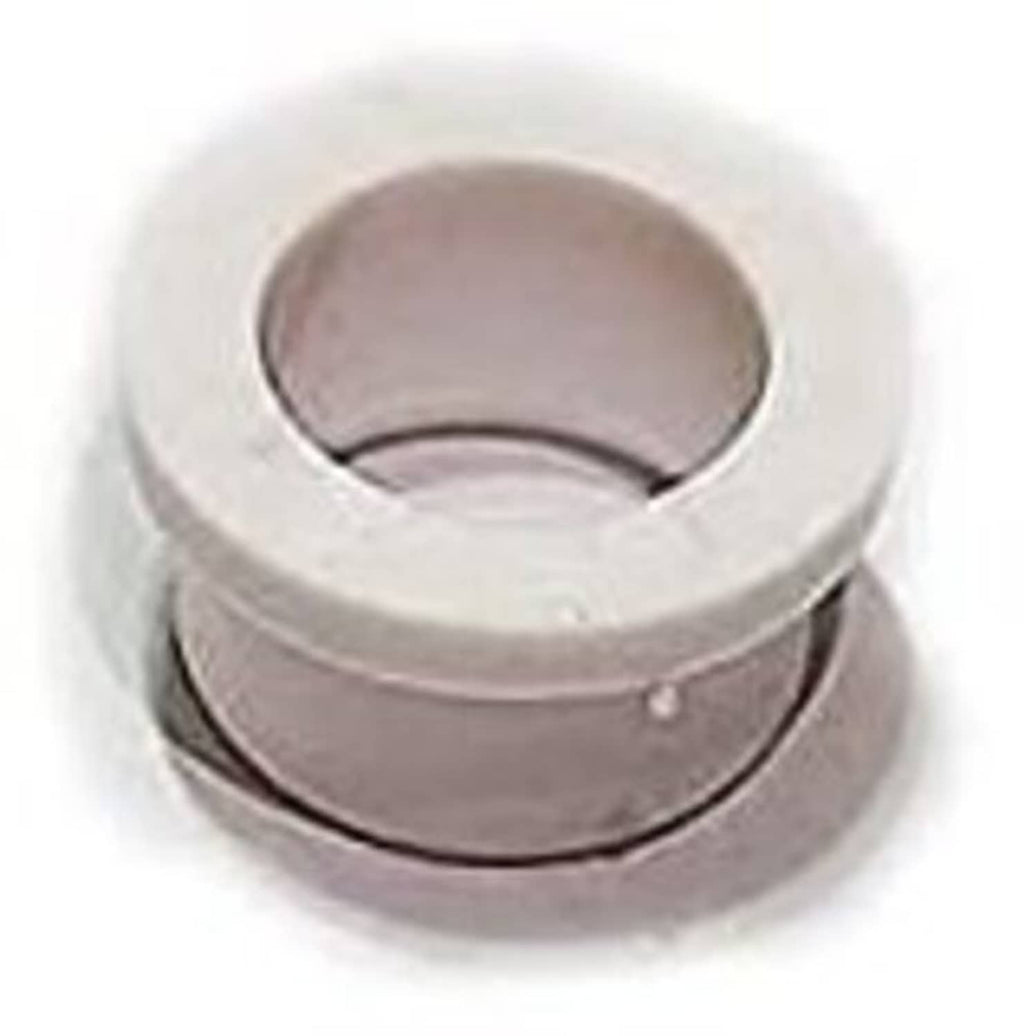 Light gray rubber bushing with black inner ring and concave ends