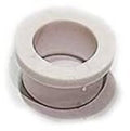 Light gray rubber bushing with black inner ring and concave ends