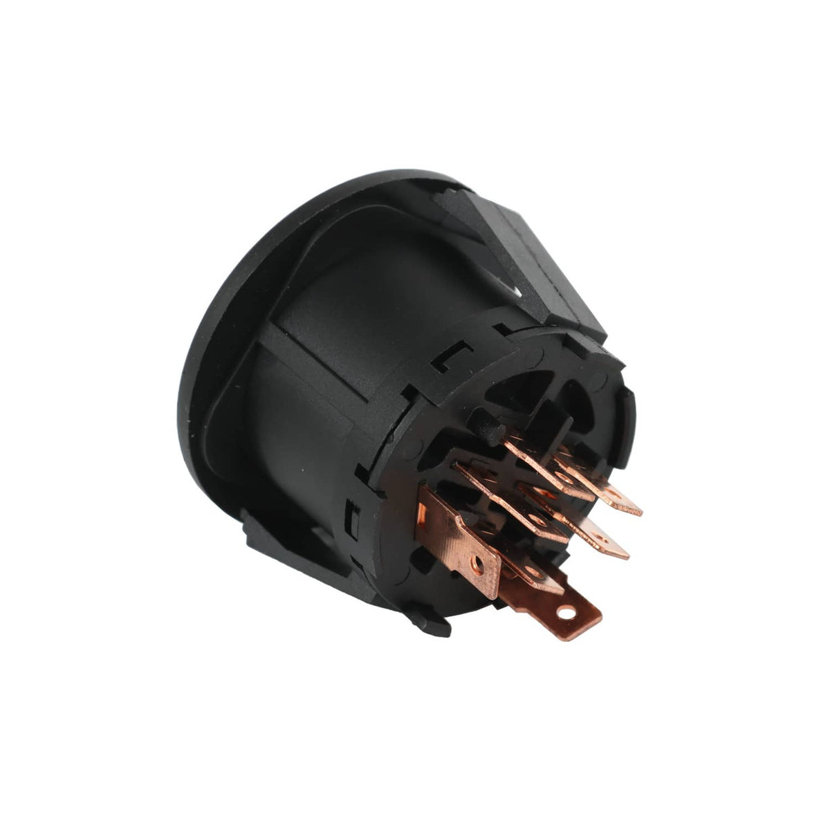 Ignition switch starter with black body and copper terminals visible from side