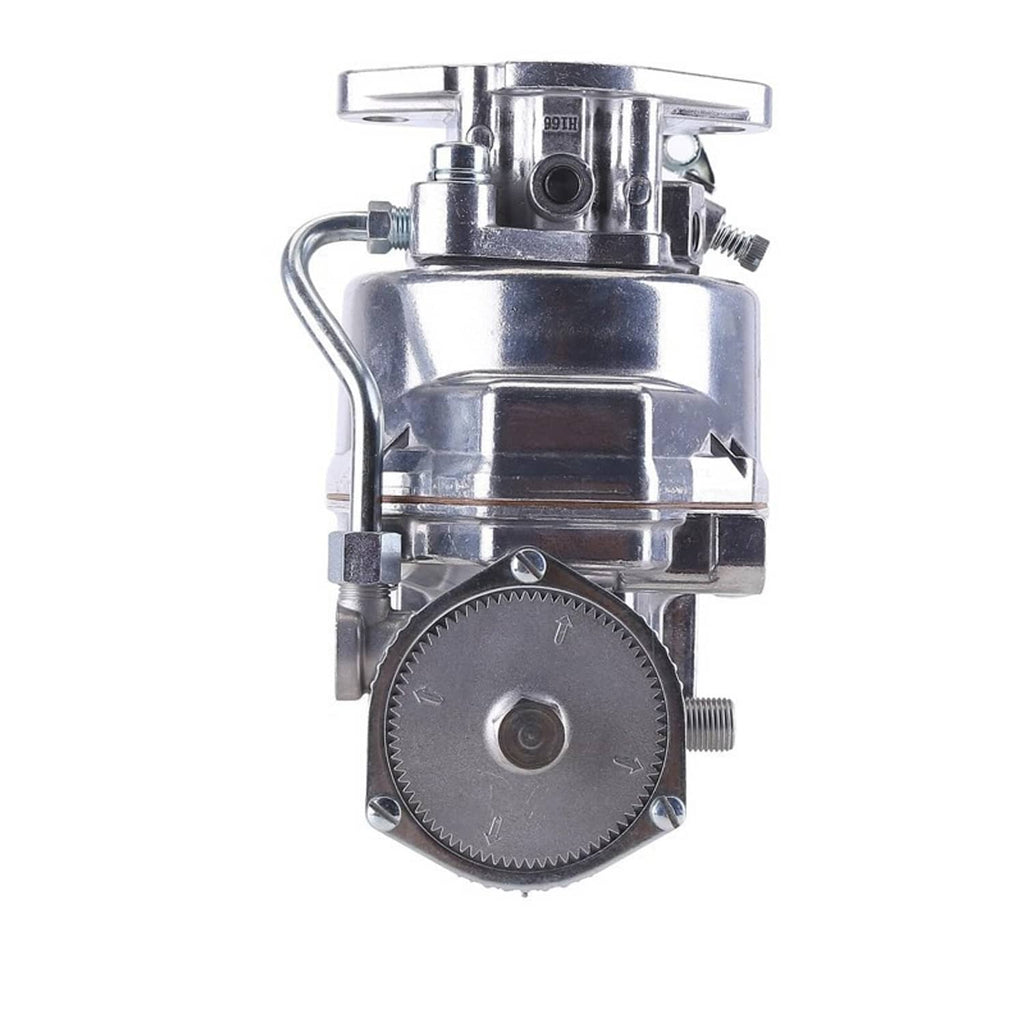 Carburetor front view with circular adjustment dial and upper mounting components