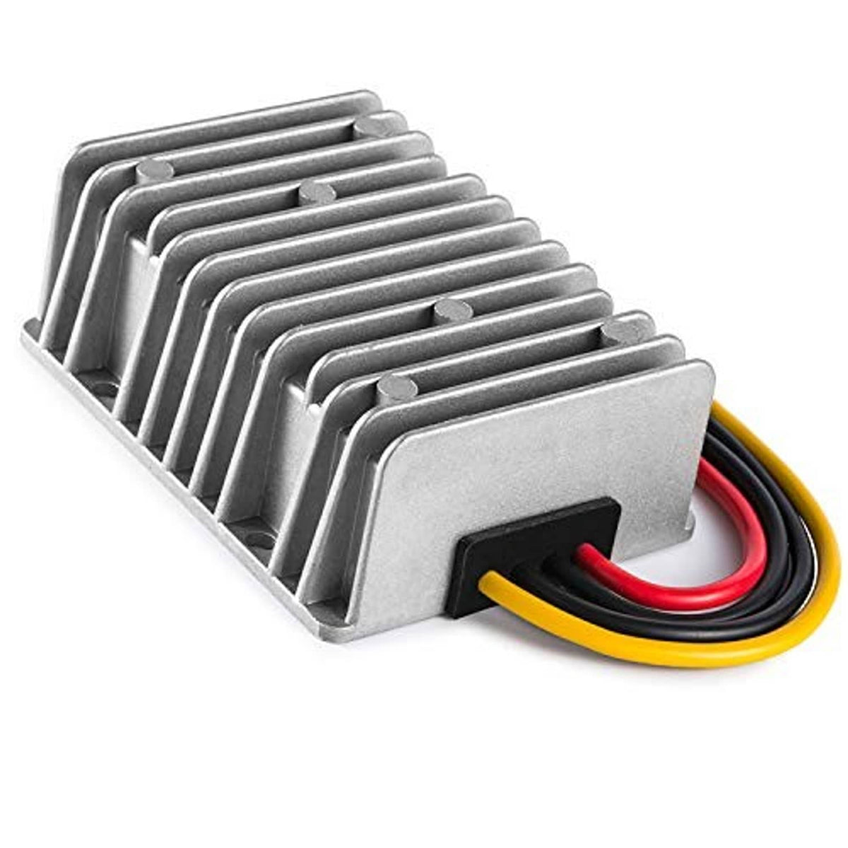 DC step-down voltage converter regulator with aluminum heatsink and looped wire cable