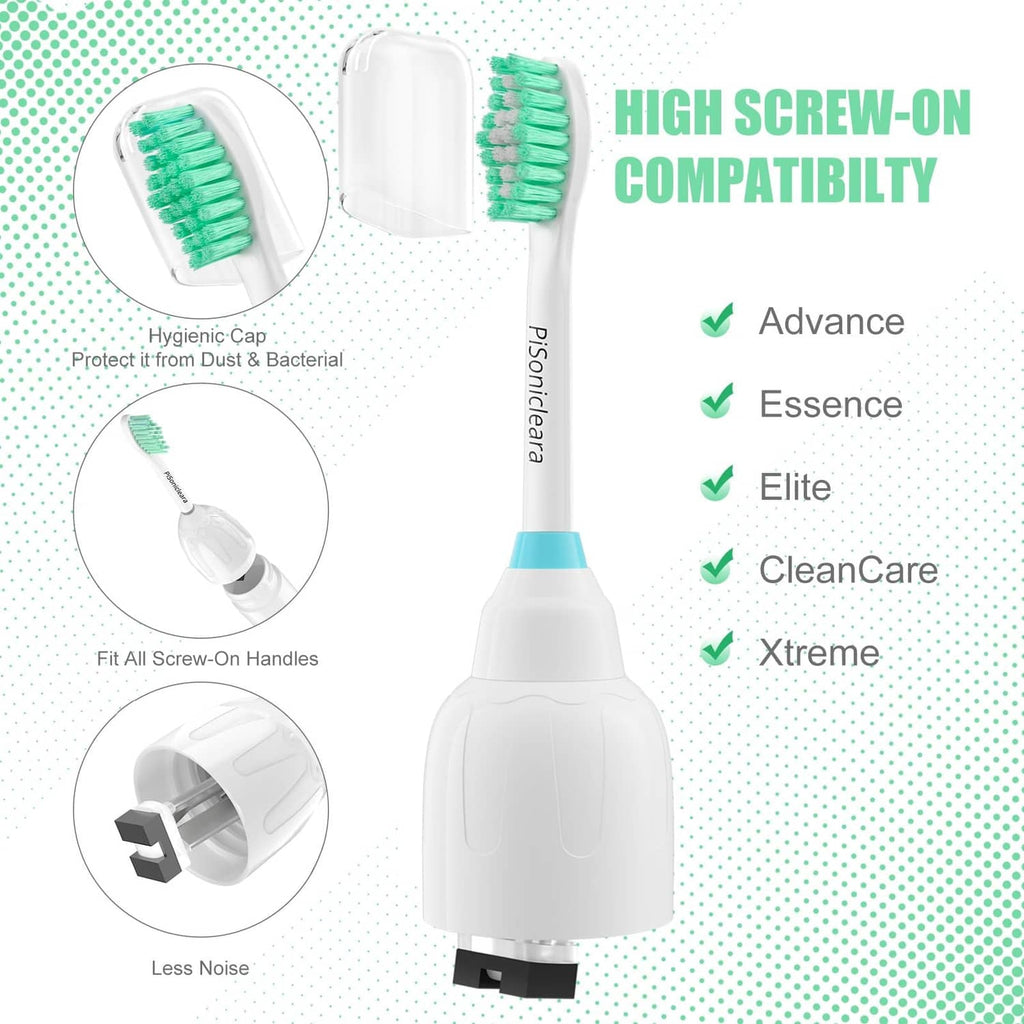 Replacement toothbrush with white handle, green bristles, and blue accent band