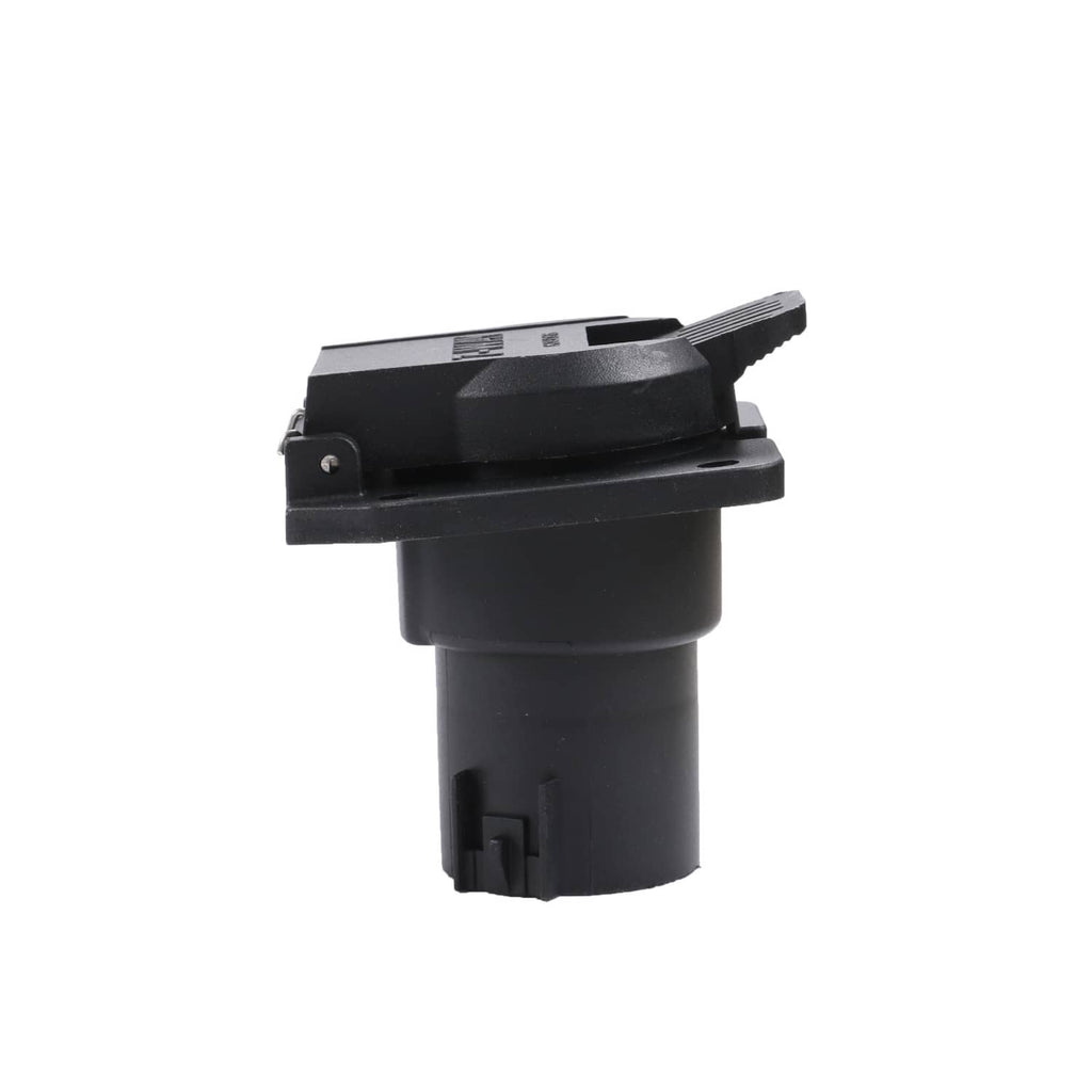 Black rectangular T-style connector with locking tab