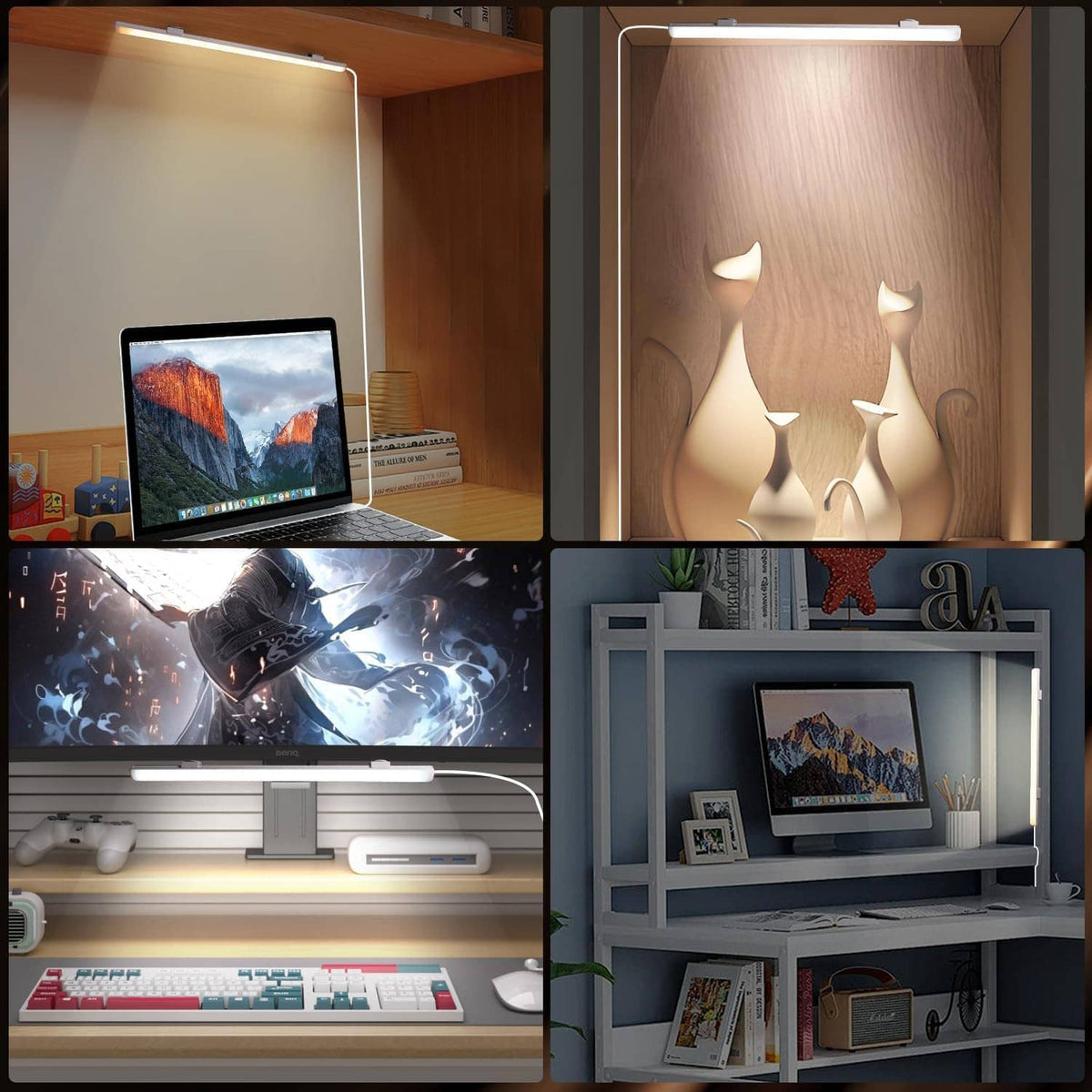 USB LED light bar used for cabinet and shelf lighting in multiple rooms
