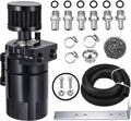 Universal black oil catch can reservoir tank kit with breather filter and fuel hose