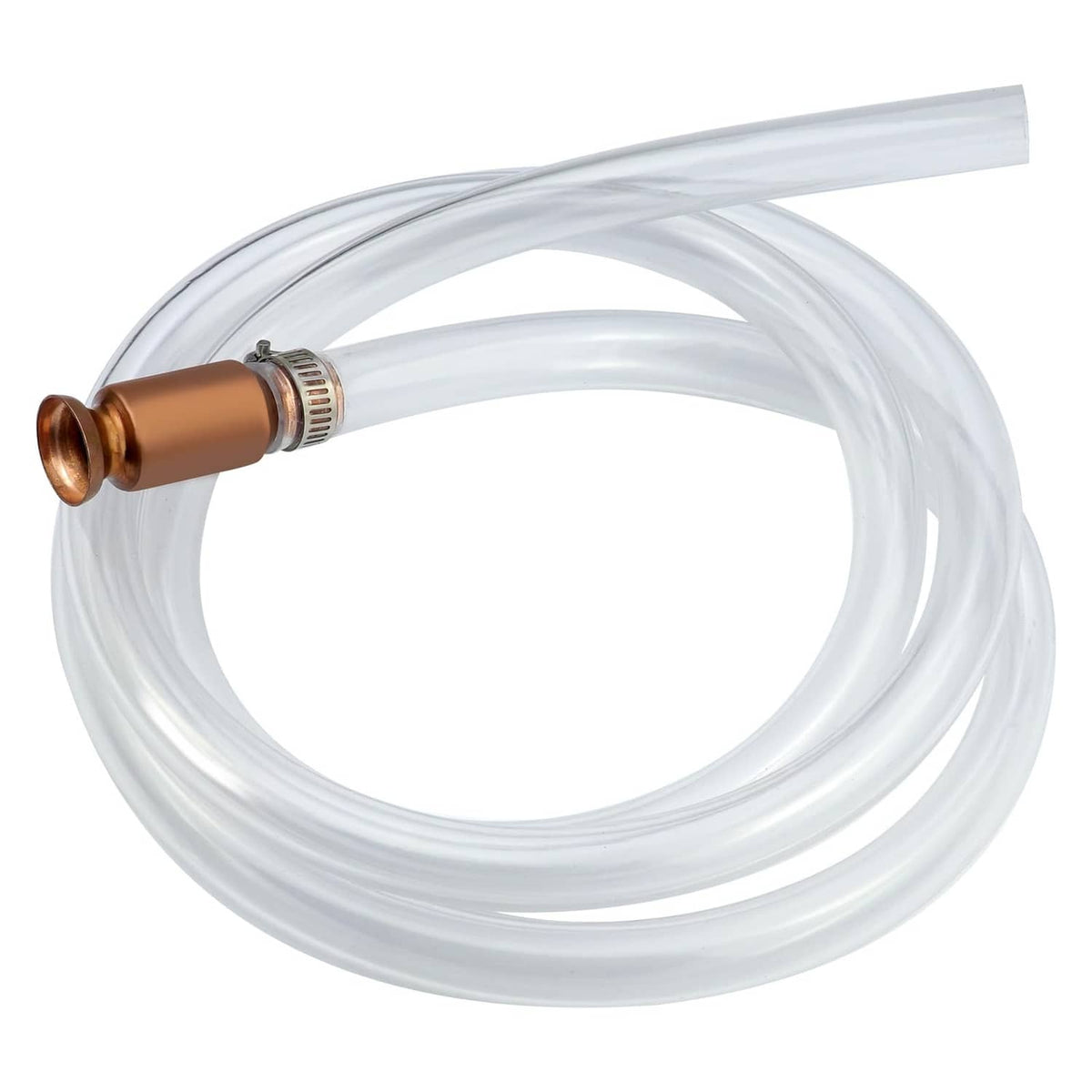 Siphon pump kit with clear PVC hose and copper/brass valve fitting