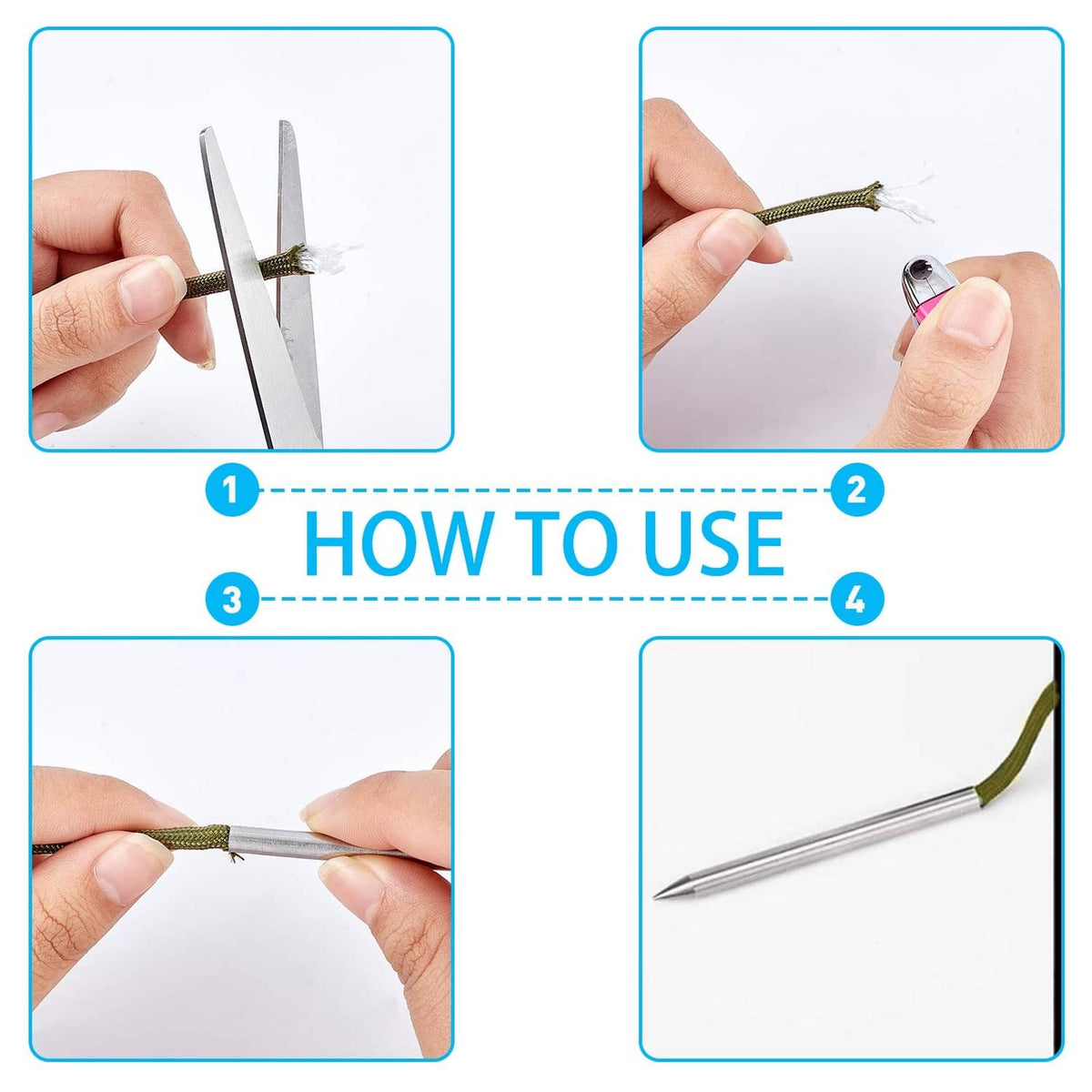 How-to use guide for paracord bracelet maker with hands, pins, and needles