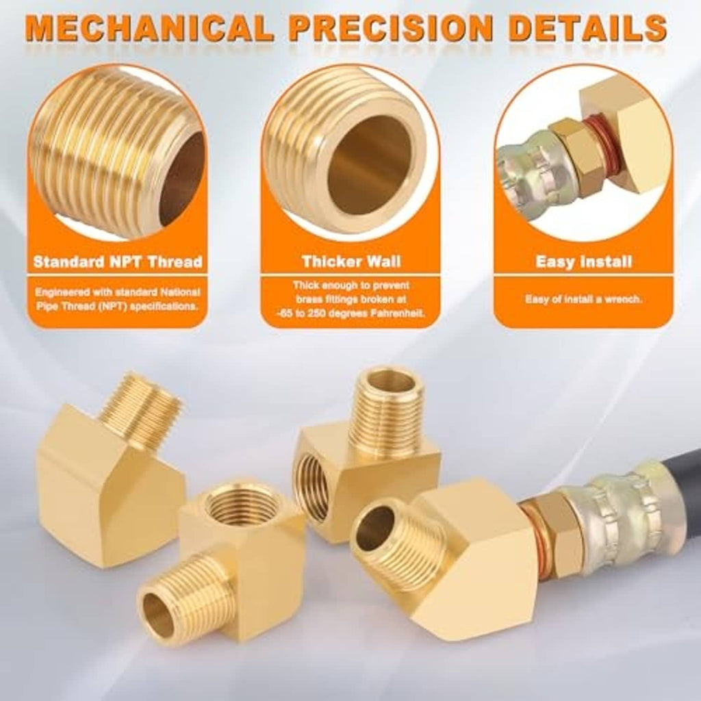 Brass threaded connectors on black air brake hose ends with red seal rings