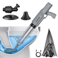 Electric toilet plunger with dark gray base and funnel nozzles for clog removal