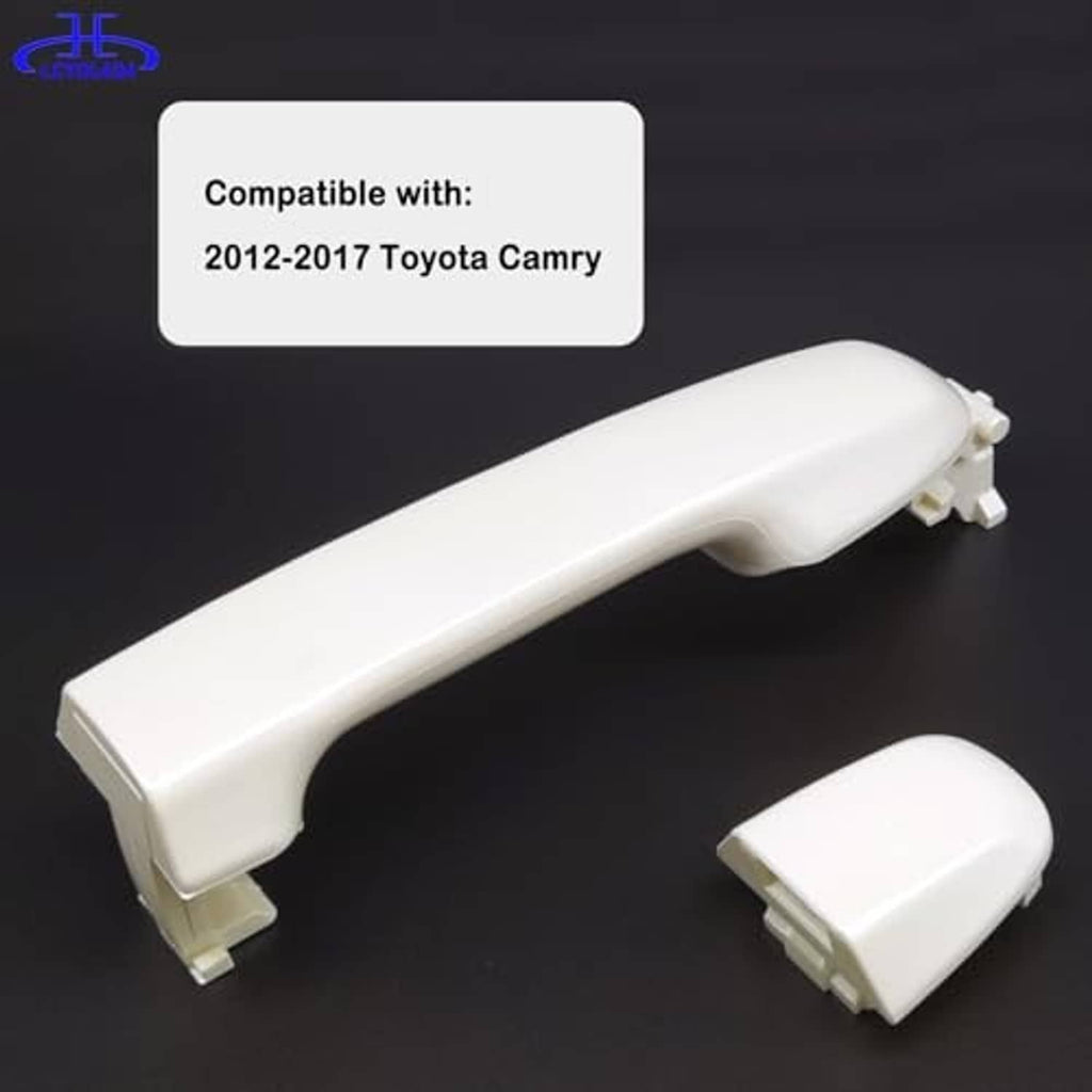 White exterior door handle with end cap cover and mounting points