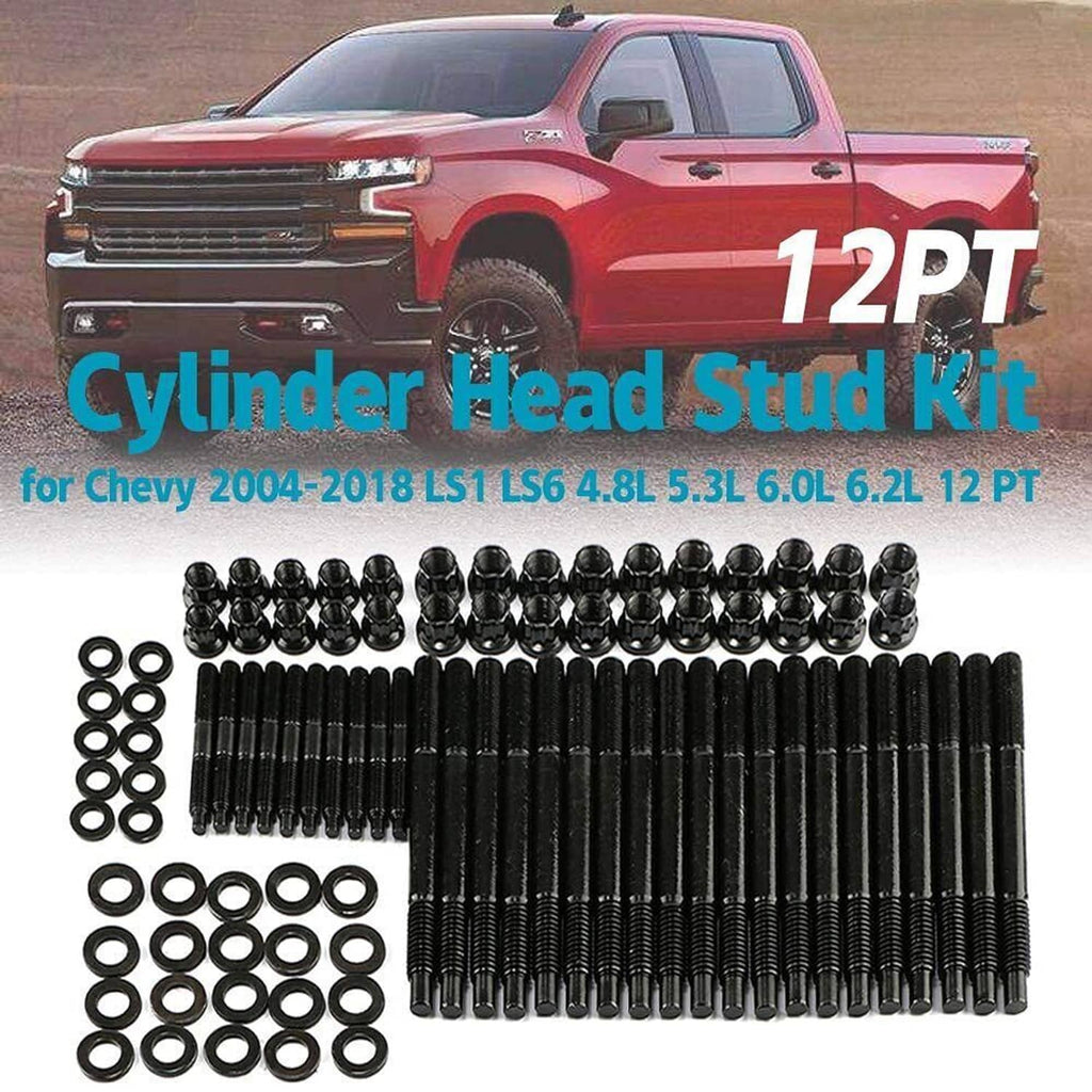 Black cylinder head stud and bolt kit with hex nuts and washer set