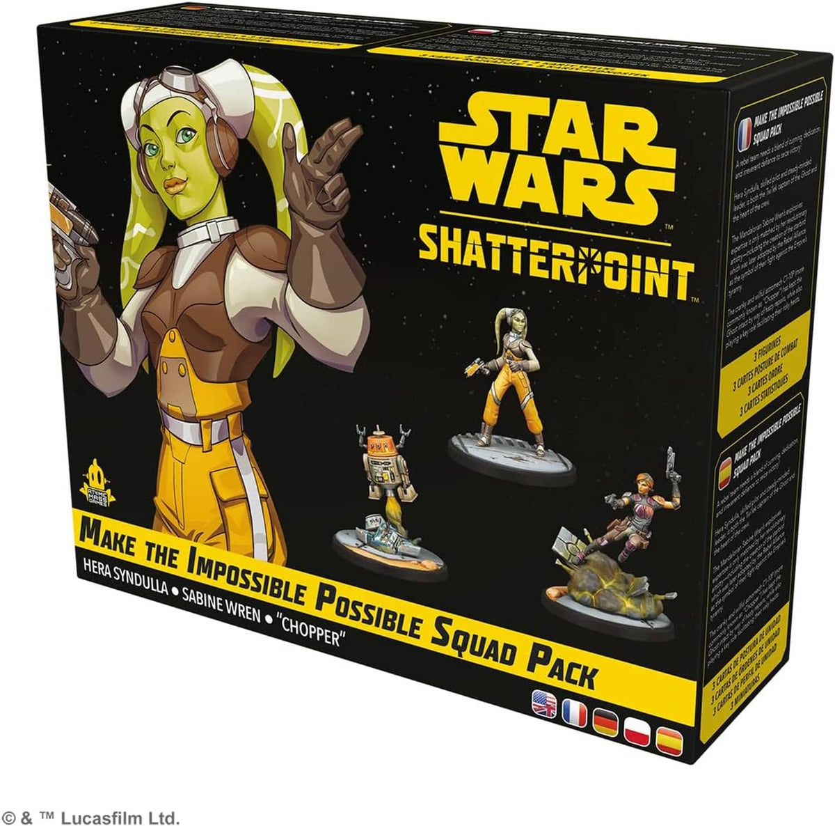 Star Wars Shatterpoint squad pack box with Hera artwork and three miniature figures