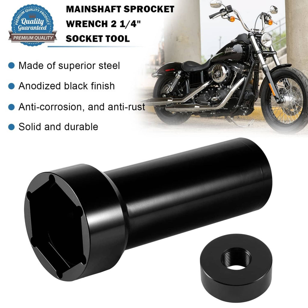 Mainshaft sprocket 2-1/4 in socket wrench tool, black anodized steel with threaded nut