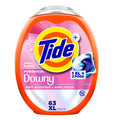 Orange Tide+Downy detergent pods container with 63 XL count label